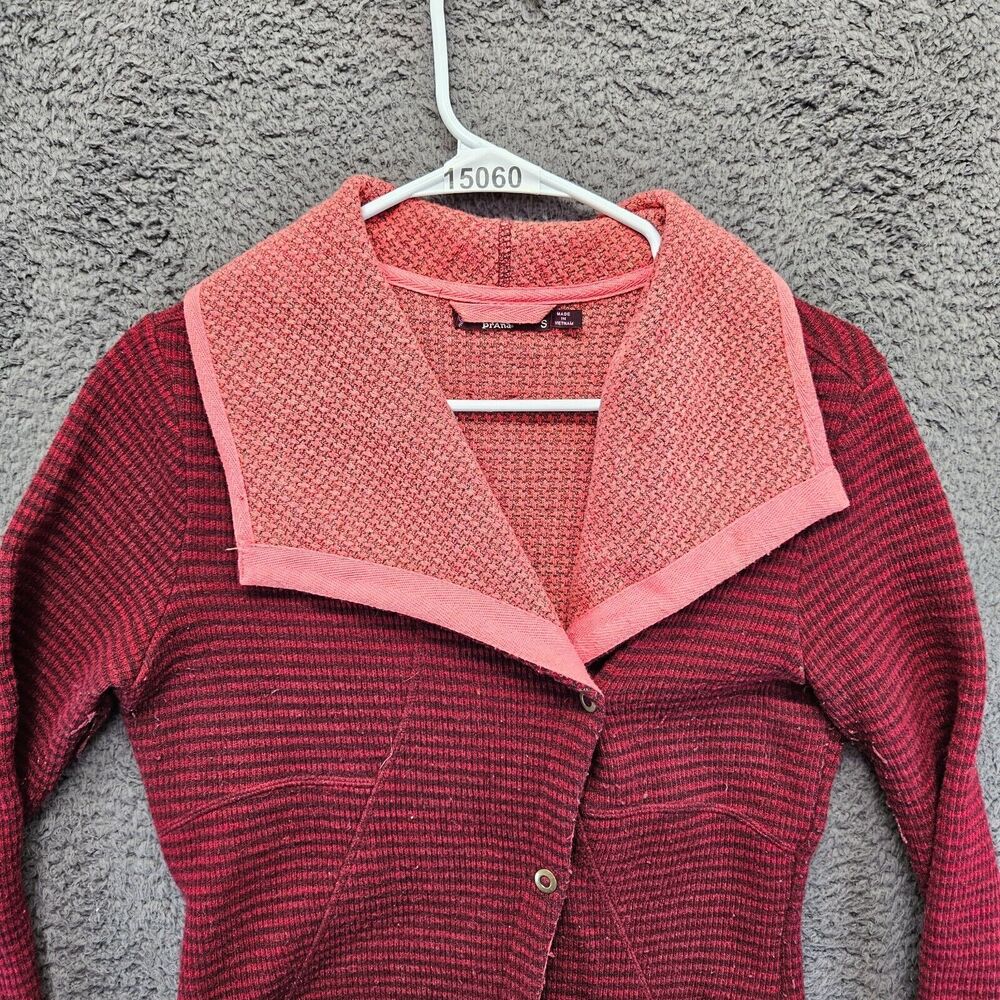 Prana Milana Jacket Women Size Small Red Striped Wool Blend Button Up - Picture 2 of 12